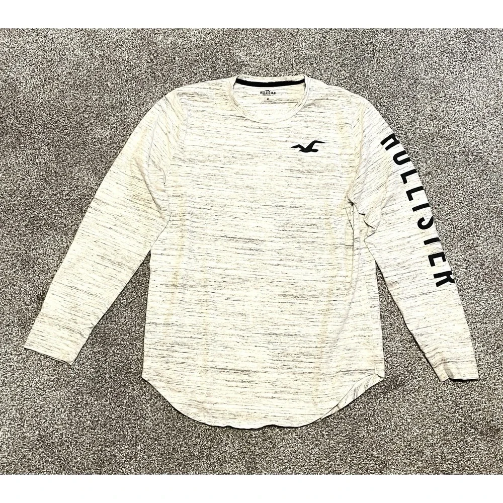 Hollister Shirt Mens Medium Gray Long Sleeves Logo California Graphic